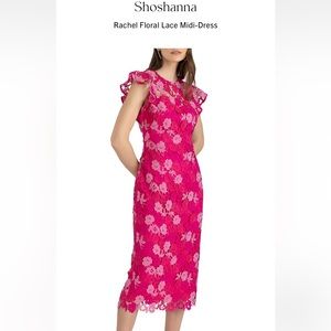 Shoshanna pink lace midi length dress